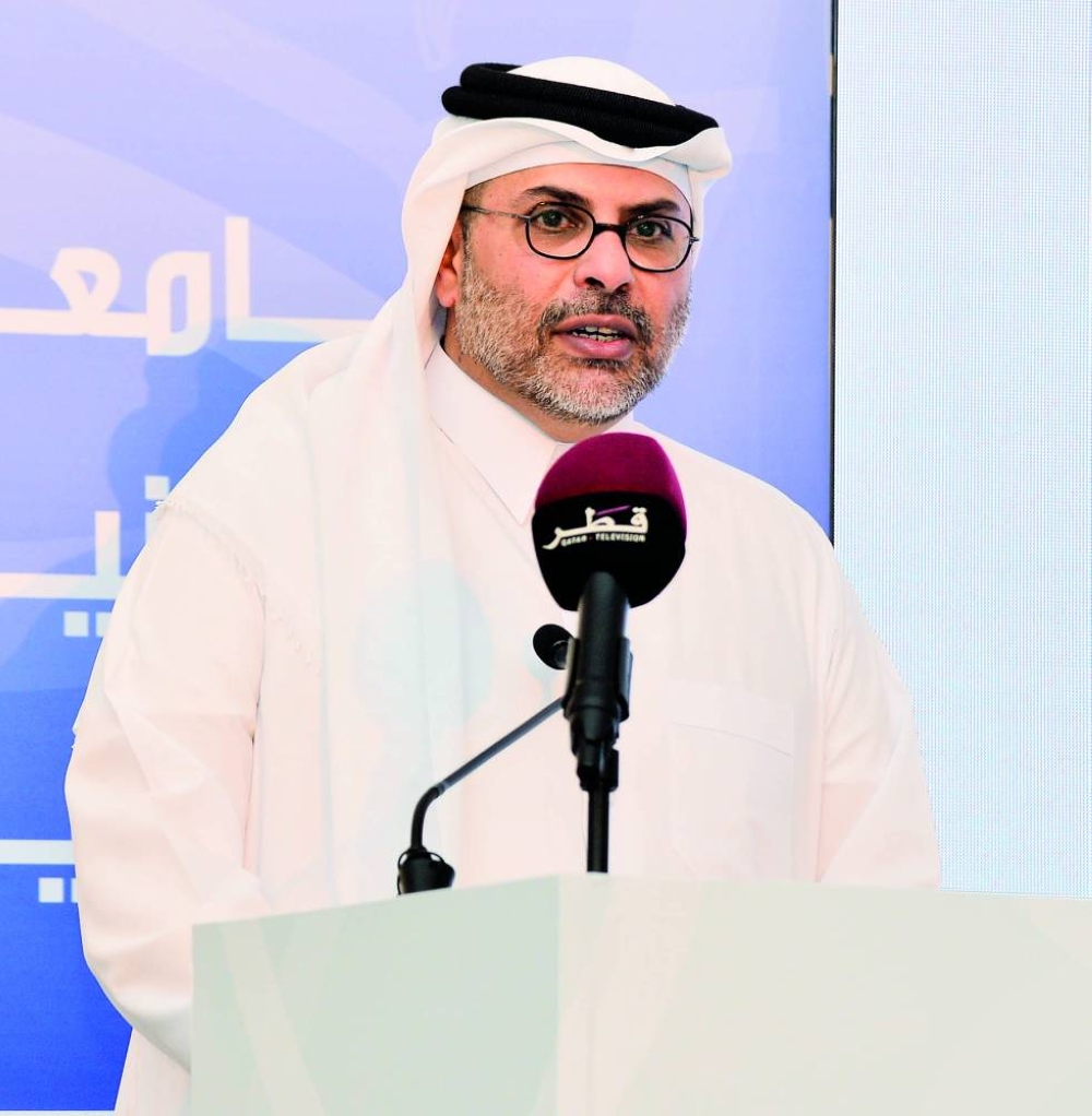 Sheikh Abdul Rahman bin Khalifa bin Abdulaziz al-Thani speaking at the event.