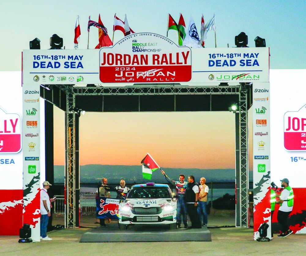 Qatar’s Nasser Saleh al-Attiyah at the start of the Jordan Rally on Thursday.