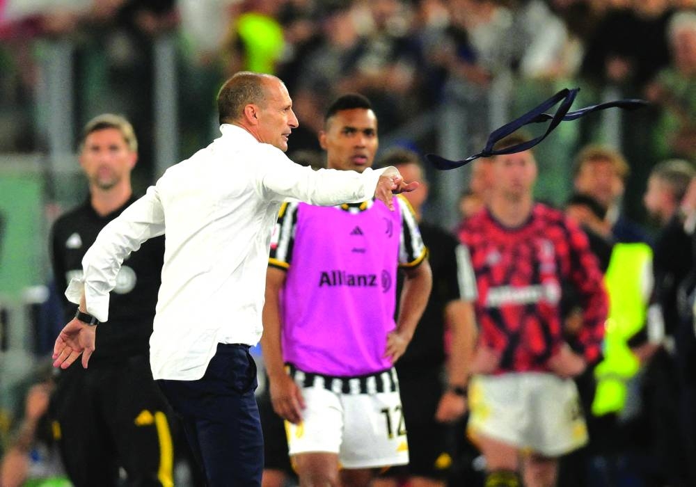 
Juventus coach Massimiliano Allegri had boiled with anger on the sidelines, ripping off his tie and jacket in the presence of John Elkann, the scion of the powerful Agnelli family and the CEO of the holding company Exor which controls Juventus and motor sport icon Ferrari. (Reuters) 