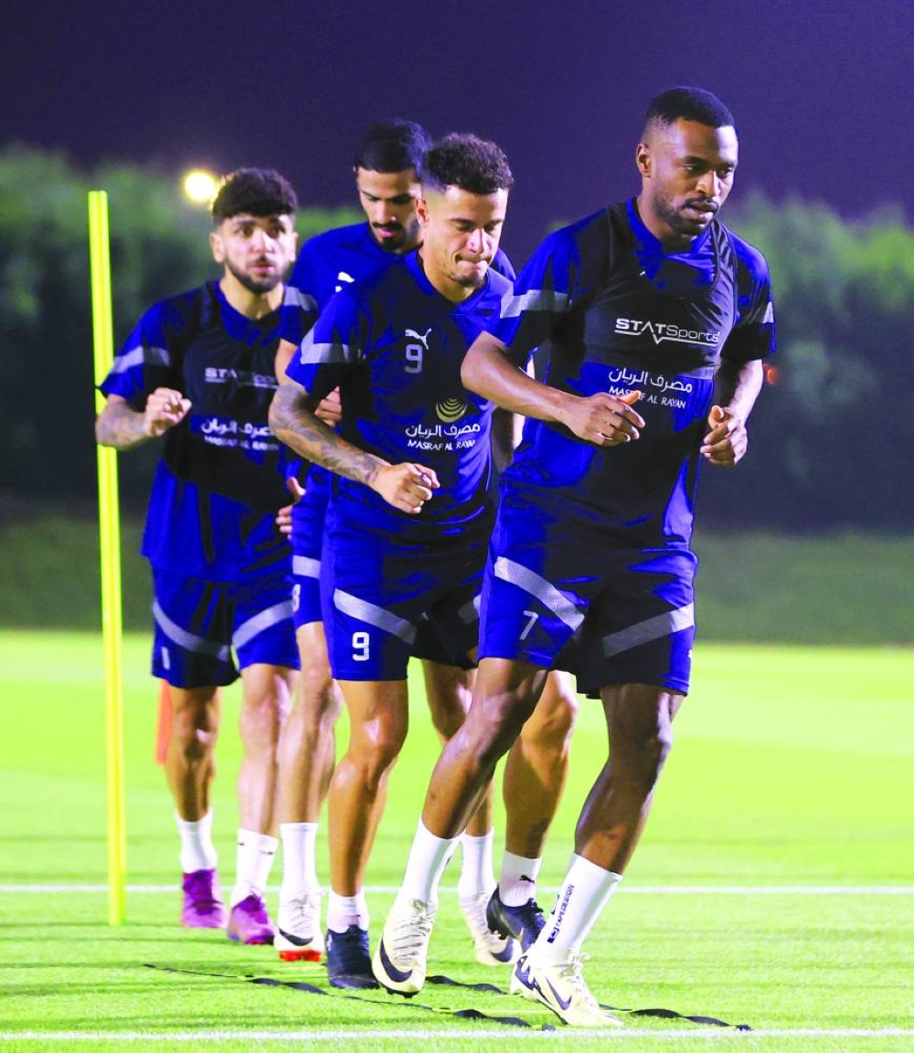 Al Duhail players at a training session on Friday.