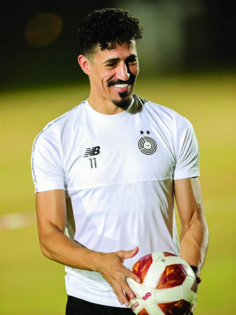 
Al Sadd’s forward Baghdad Bounedjah is all smiles as he trains ahead of the Amir Cup semi-final.  