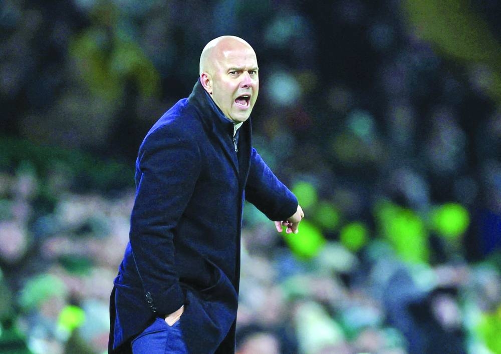 Feyenoord coach Arne Slot reacts (Reuters)