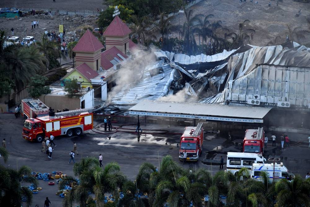 A view shows a burned gaming zone after a fire, in Rajkot, on Saturday. REUTERS