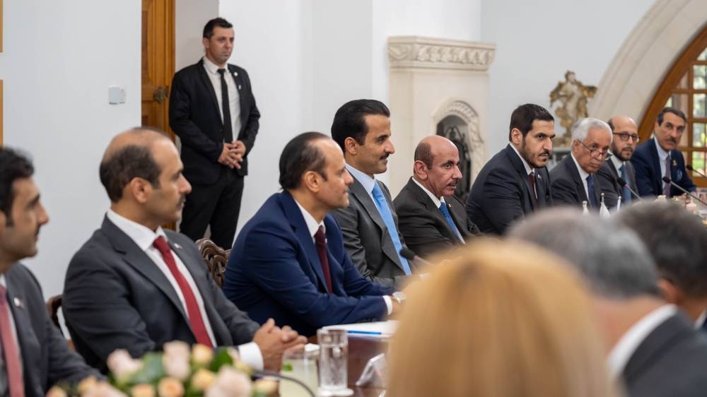 His Highness the Amir Sheikh Tamim bin Hamad Al-Thani and the President of the Republic of Cyprus Nikos Christodoulides hold official talks.