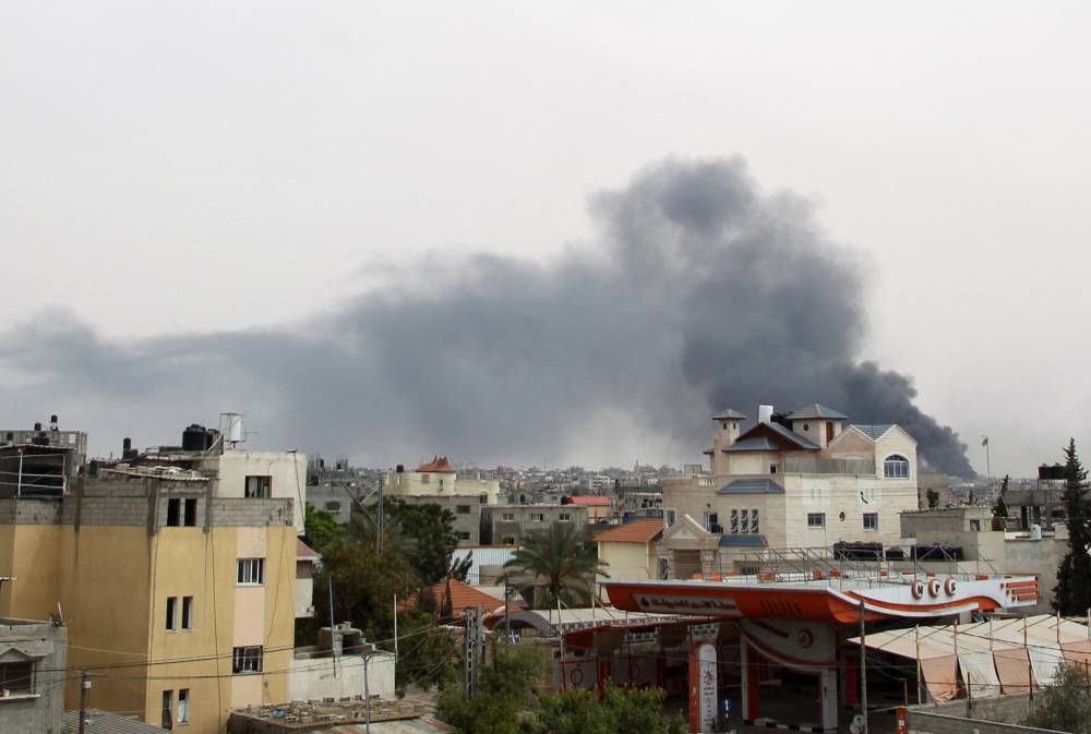 Smoke rises following Israeli strikes during an Israeli military operation in Rafah, in the southern Gaza Strip, on Tuesday. REUTERS