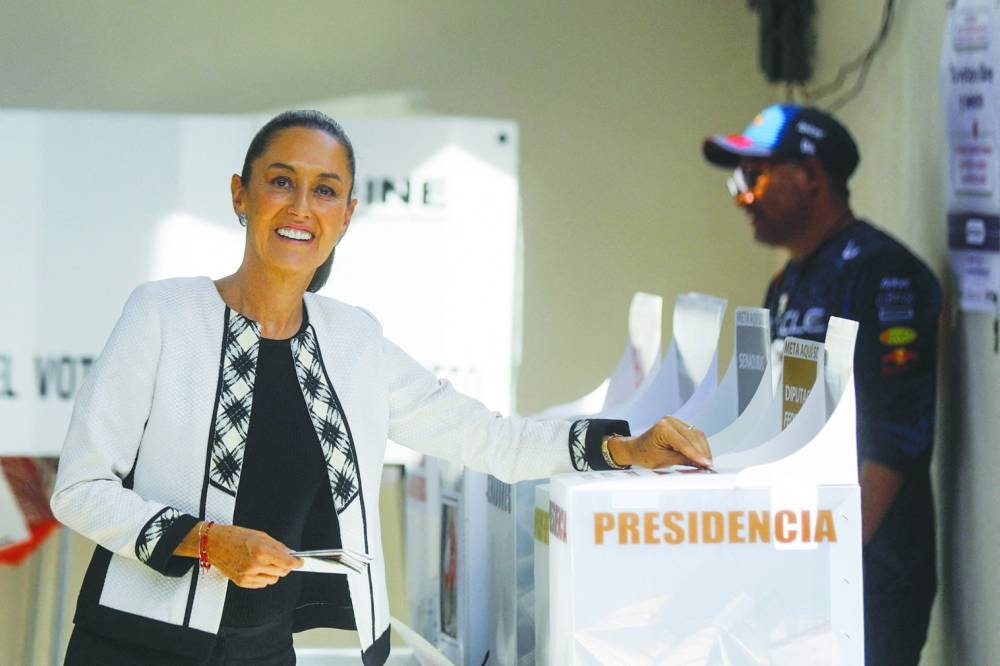 
Claudia Sheinbaum (left), Alvarez Maynez, and Xochitl Galvez at polling stations during election day in Mexico. 