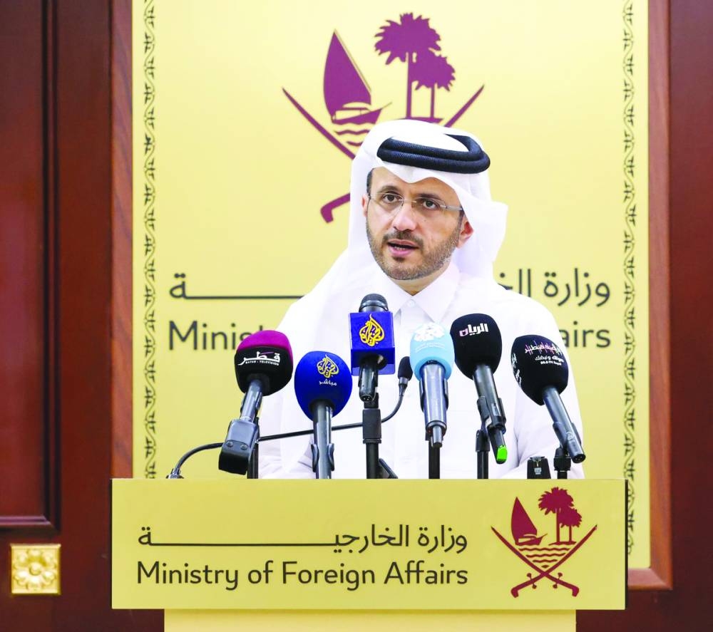 Dr Majed al-Ansari addressing the media Tuesday.