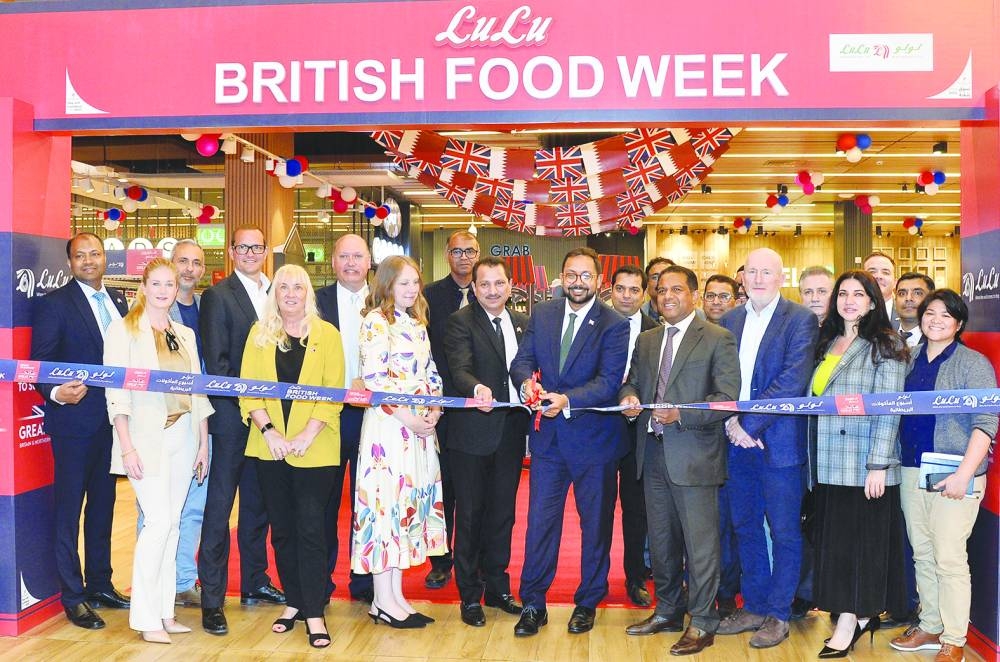 British ambassador Neerav Patel leading the ribbon-cutting ceremony in the presence of Dr Mohamed Althaf, director, LuLu Group International; senior officials from the British embassy; members of the Qatar British Business Forum; and distinguished guests from leading business groups in Qatar. PICTURES: Shaji Kayamkulam.