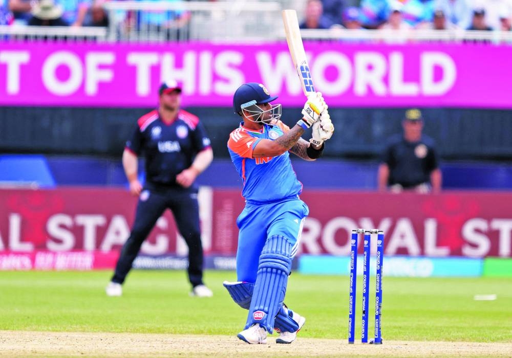 Suryakumar Yadav of India plays a shot against the USA in New York on Wednesday. (AFP)