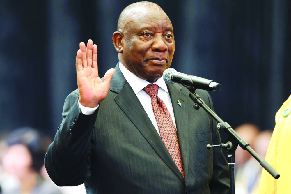
President of the African National Congress Cyril Ramaphosa sworn in as member of parliament during the first sitting of the New South African Parliament in Cape Town. 