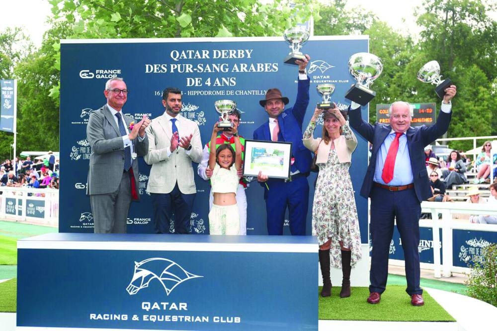 President of the Asian Equestrian Federation and Vice-Chairman of QREC Hamad bin Abdulrahman al-Attiya presented the trophies to the winners of Qatar Derby des Pur-Sang Arabes (Group 1 PA).