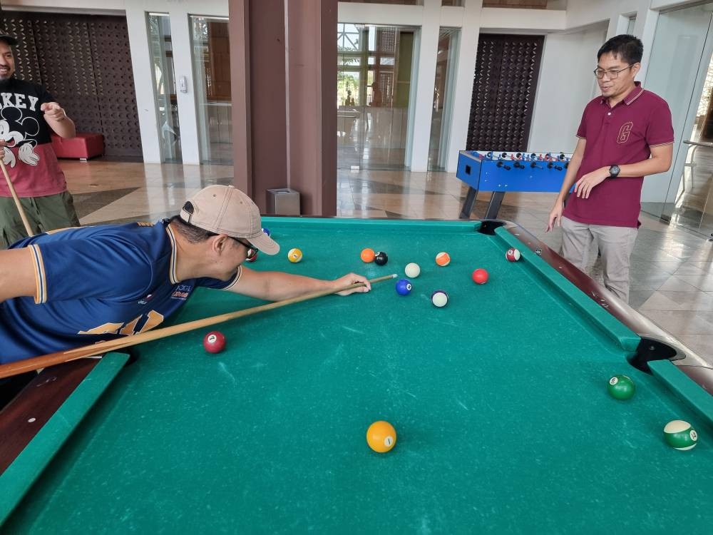 A billiards game in progress.