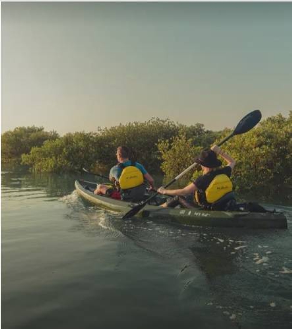 Kayaking at Al Thakira this summer.