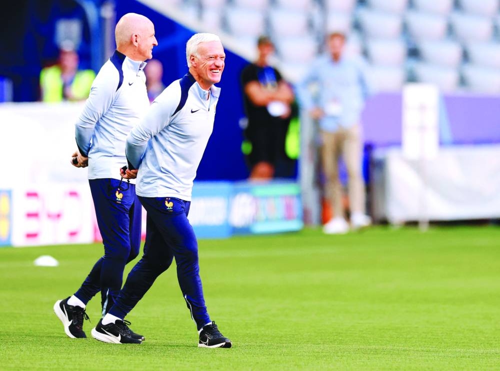 France coach Didier Deschamps during a training session in Munich on Monday. (Reuters)