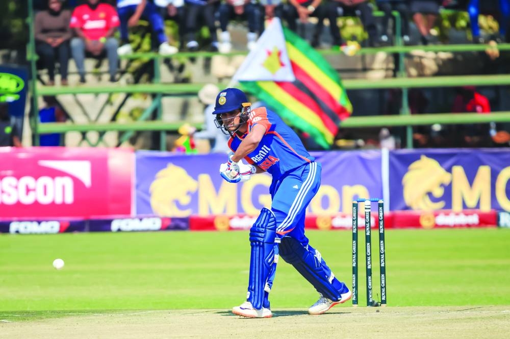 India’s captain Shubman Gill bats against Zimbabwe at Harare Sports Club on Wednesday. (@BCCI)