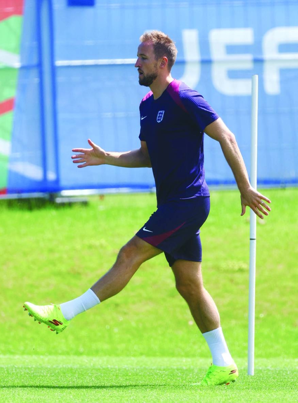 England's Harry Kane during a training session in Blankenhain, Germany, on Saturday. (Reuters)