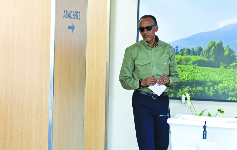 Kagame prepares to cast his ballot during the presidential election at the SOS Kinyinya polling centre in Kigali. – Reuters 