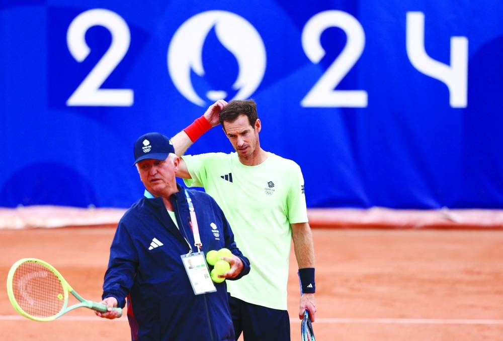 Andy Murray of Great Britain during training for the Paris 2024 Olympics tennis competition at Roland-Garros Stadium, Paris, France. (Reuters) 