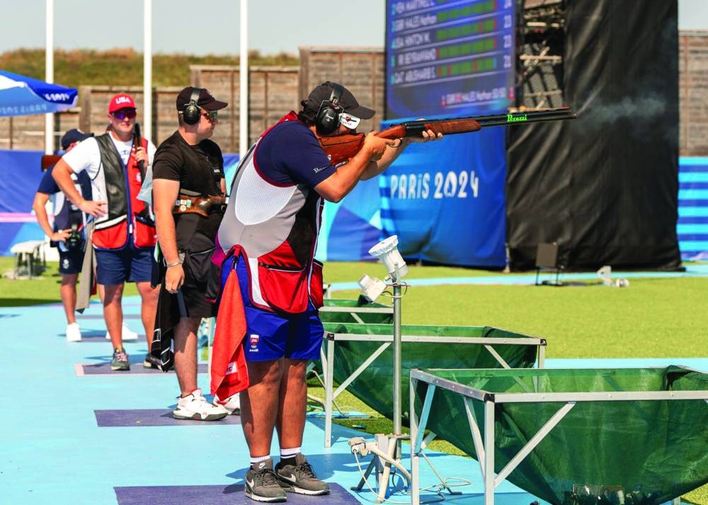 Qatar’s shooter Saeed Abusharib in action during the trap qualification.
 