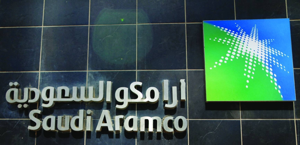 The logo of Saudi Aramco is seen at its headquarters in Dhahran. Saudi Arabia’s economy contracted at a slower pace before a likely turnaround starting this quarter ends a stretch of declines that began a year ago, as the effect of Opec+ oil production cuts begins to wane.
