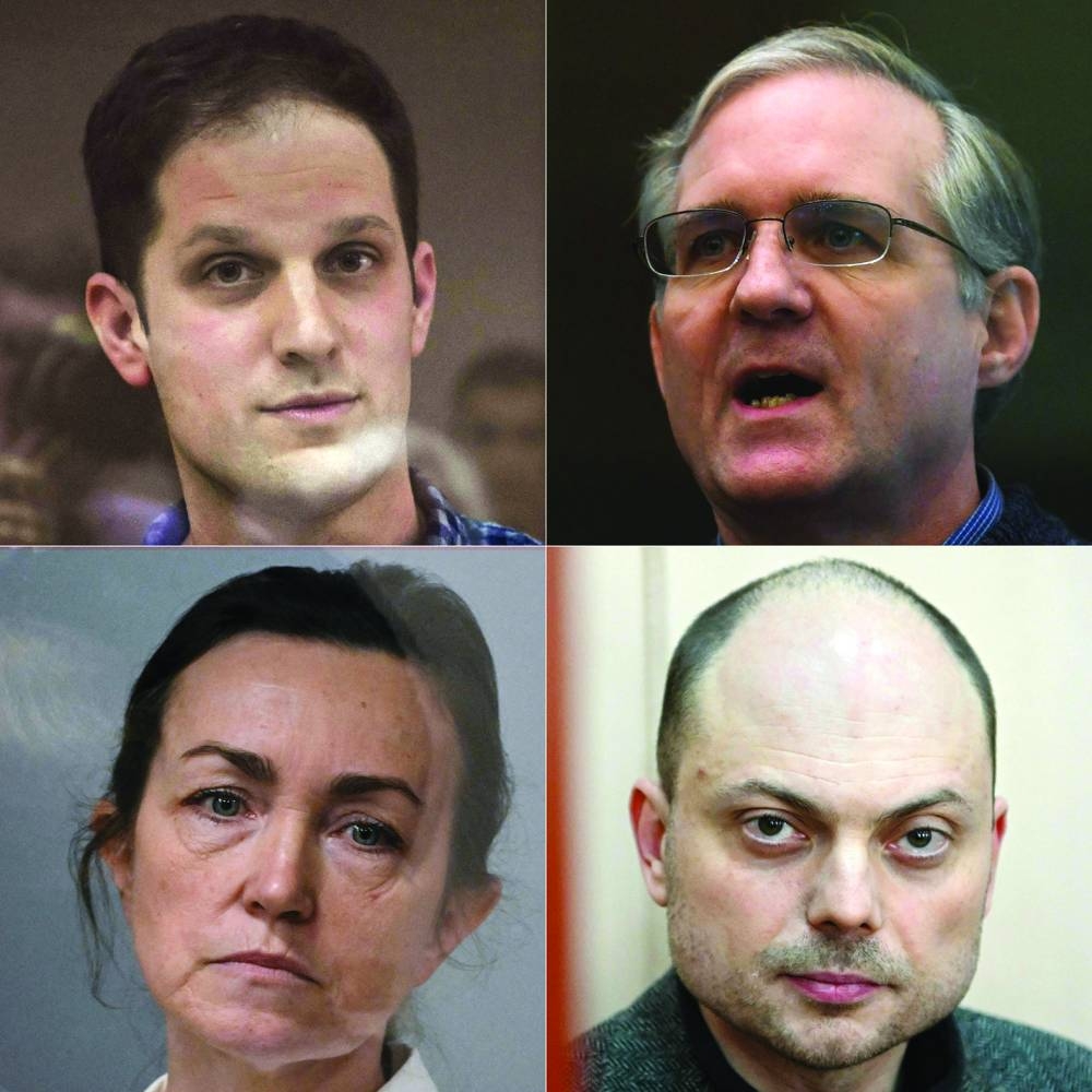 
This combination of file pictures (left to right, top to bottom) US journalist Evan Gershkovich, former US Marine Paul Whelan, US-Russian journalist Alsu Kurmasheva, and Russian opposition activist Vladimir Kara-Murza. – AFP 