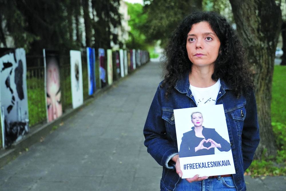 Tatsiana Khomich, sister of imprisoned Belarus opposition leader Maria Kalesnikava, is seen during an interview in Vilnius. – Reuters 