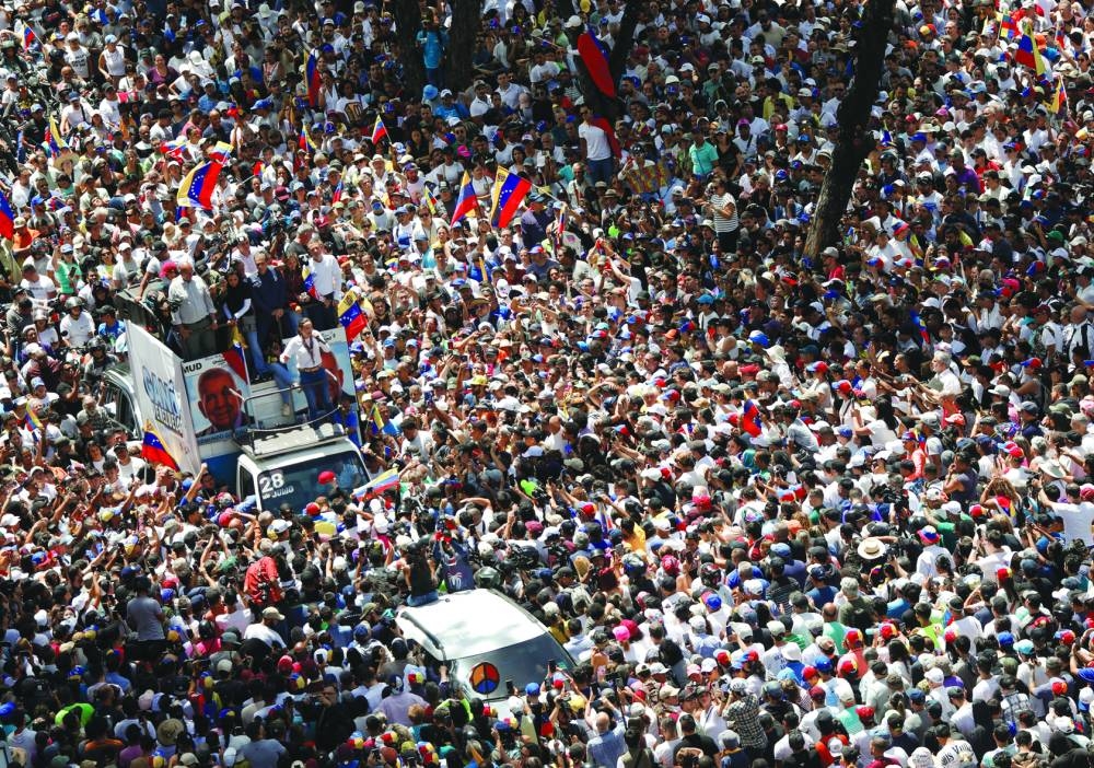 
Venezuelan opposition leader Maria Corina Machado at a protest in Caracas against election results that awarded Maduro with a third term. – Reuters 