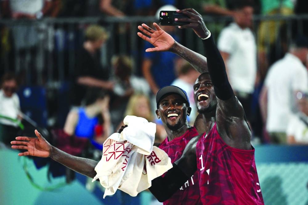 Qatar’s Ahmed Tijan (left) and Cherif Younousse take on USA’s Miles Partain and Andrew Benesh in the quarter-finals at 11pm Qatar time. 