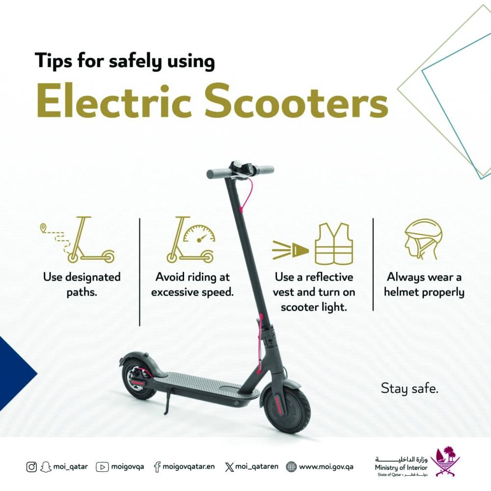 An e-scooter advisory issued by Ministry of Interior.