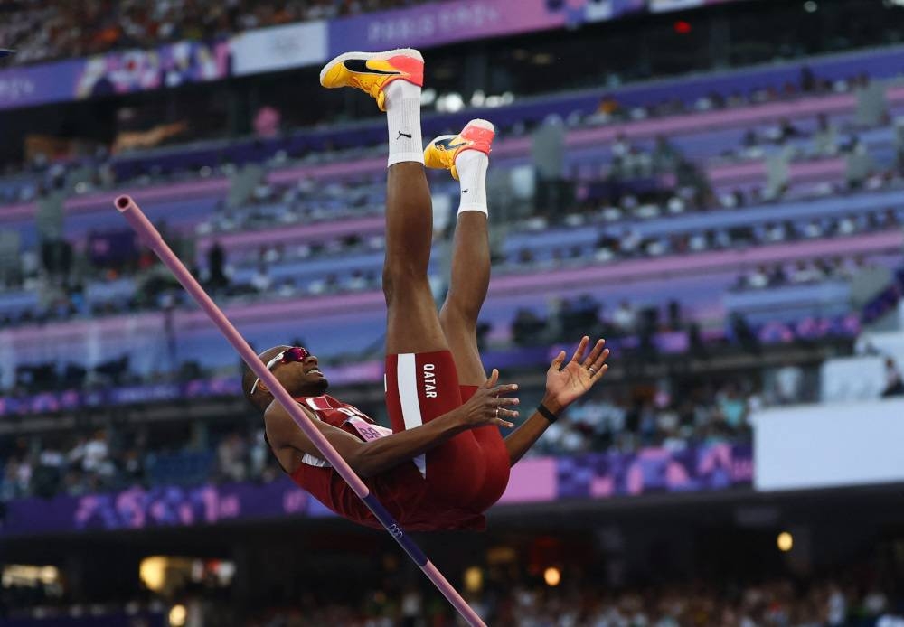 Mutaz Essa Barshim of Qatar in action. REUTERS