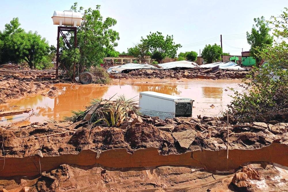 An image taken yesterday shows the damage caused by floods in Meroe, about 200km north-east of Sudan’s capital Khartoum.