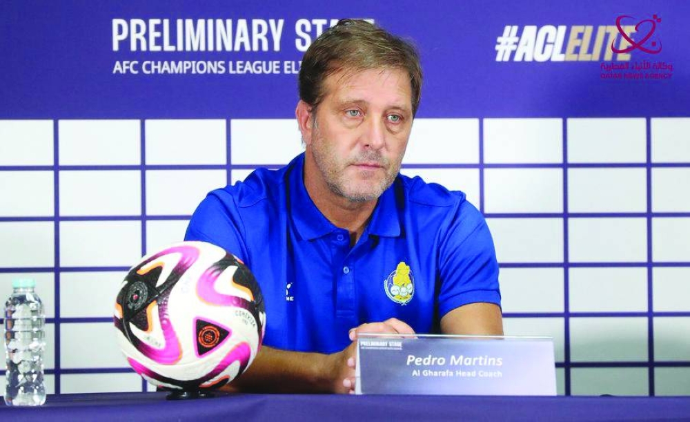 Al Gharafa’s coach Pedro Martins address the media in Doha on Monday, on the eve of their AFC Champions League Elite 2024-25 Preliminary Stage 2 tie.