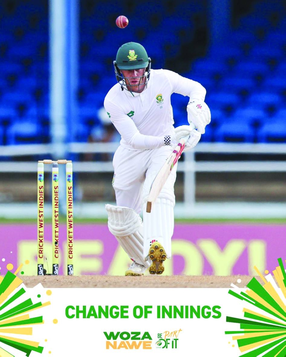 South Africa’s Dane Piedt in action on day one of the second Test against the West Indies in Guyana on Thursday. (@ProteasMenCSA)