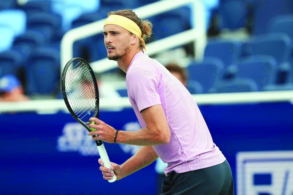 Alexander Zverev of Germany in action during his match against Karen Khachanov on Thursday. (AFP)