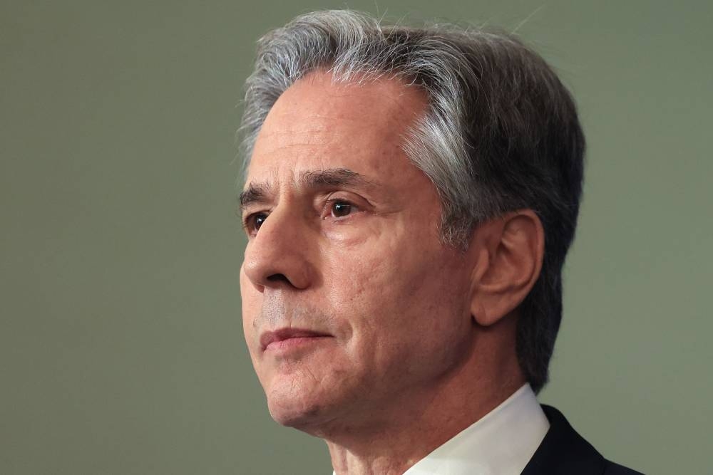 US Secretary of State Antony Blinken speaks to members of the press at David Kempinski Hotel in Tel Aviv on Monday 