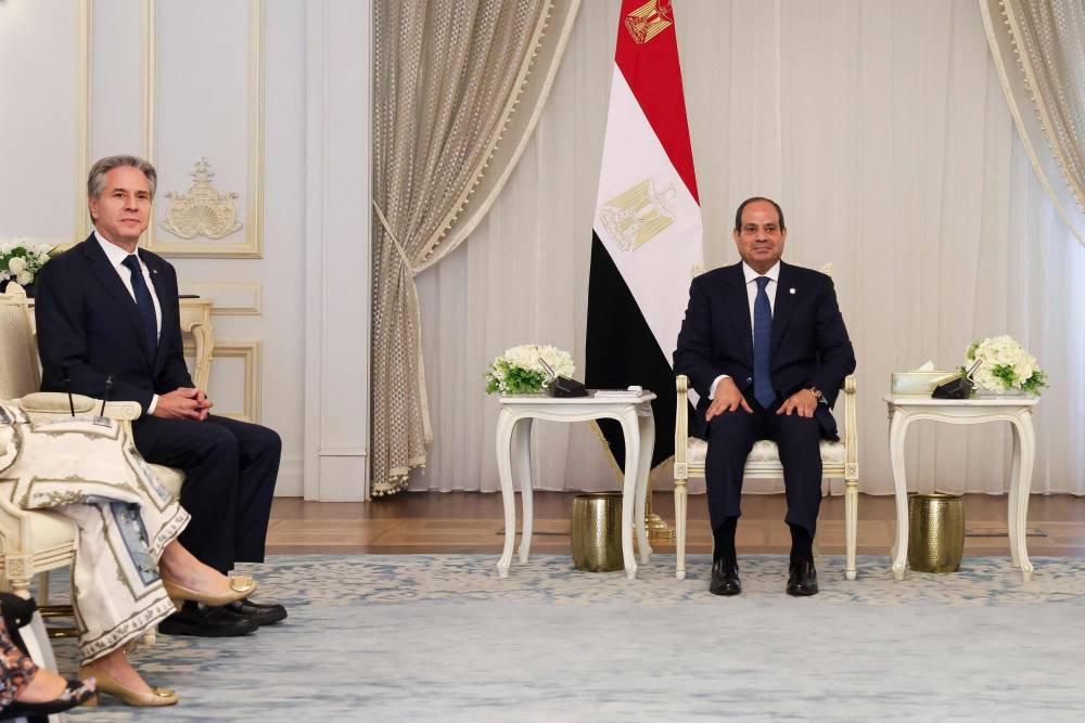 US Secretary of State Antony Blinken (L) meets with Egyptian President Abdel Fattah el-Sisi in El-Alamein on Tuesday. AFP