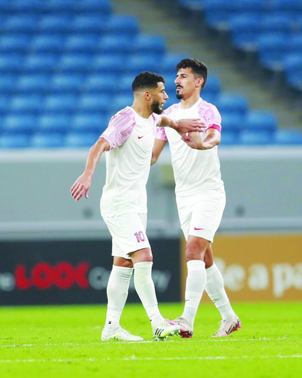 
Algerian striker Baghdad Bounedjah (right) in action for Al Shamal during an Ooredoo Stars League match against Umm Salal on August 16 at Al Janoub Stadium. 