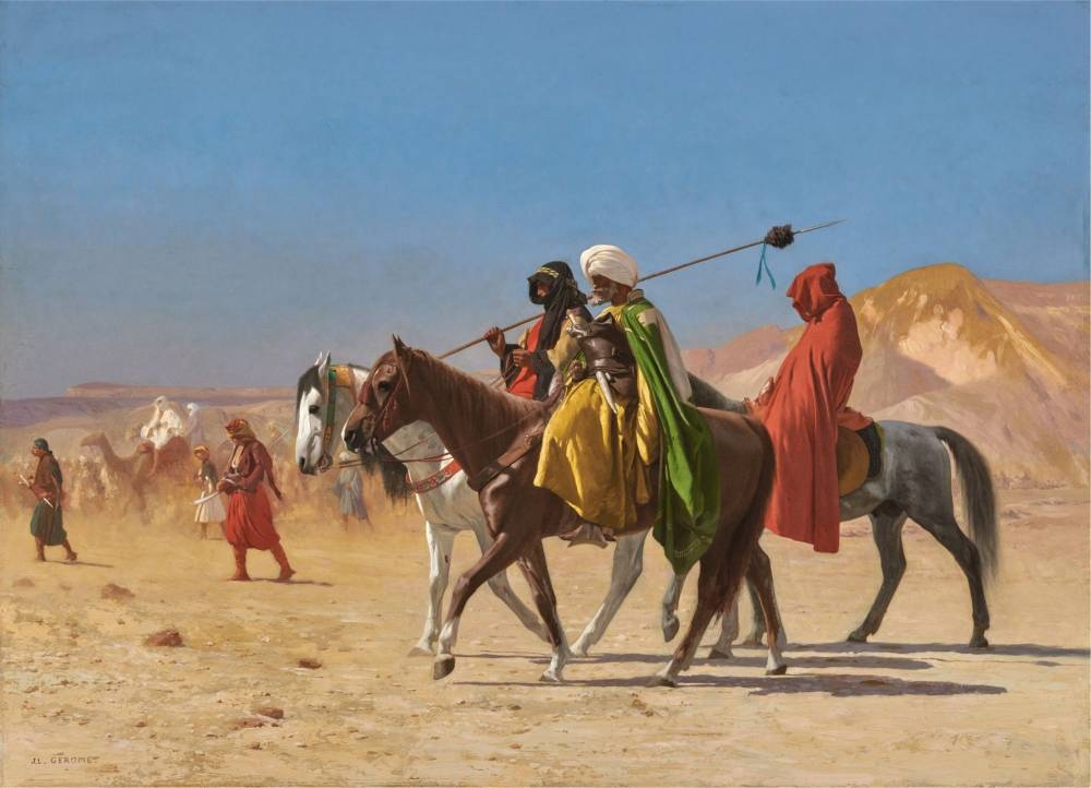 Riders Crossing the Desert - Oil on panel. 1870