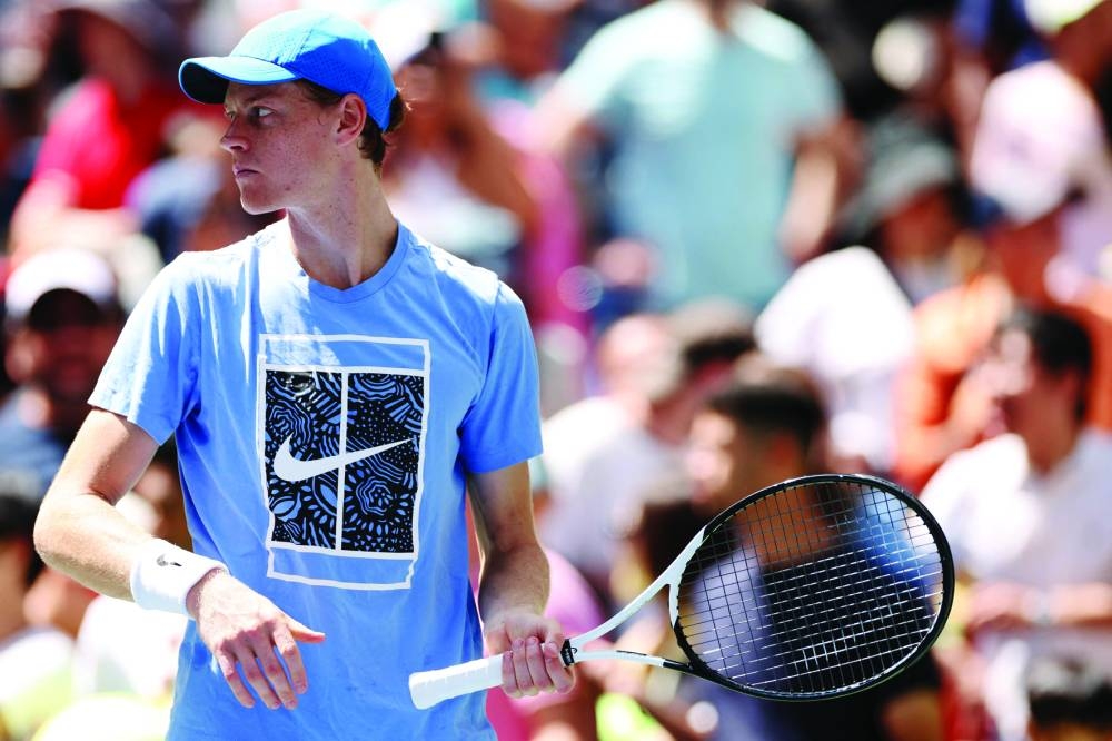 Jannik Sinner of Italy looks on during a practice session prior to the start of the 2024 US Open at USTA Billie Jean King National Tennis Center in New York. (AFP) 