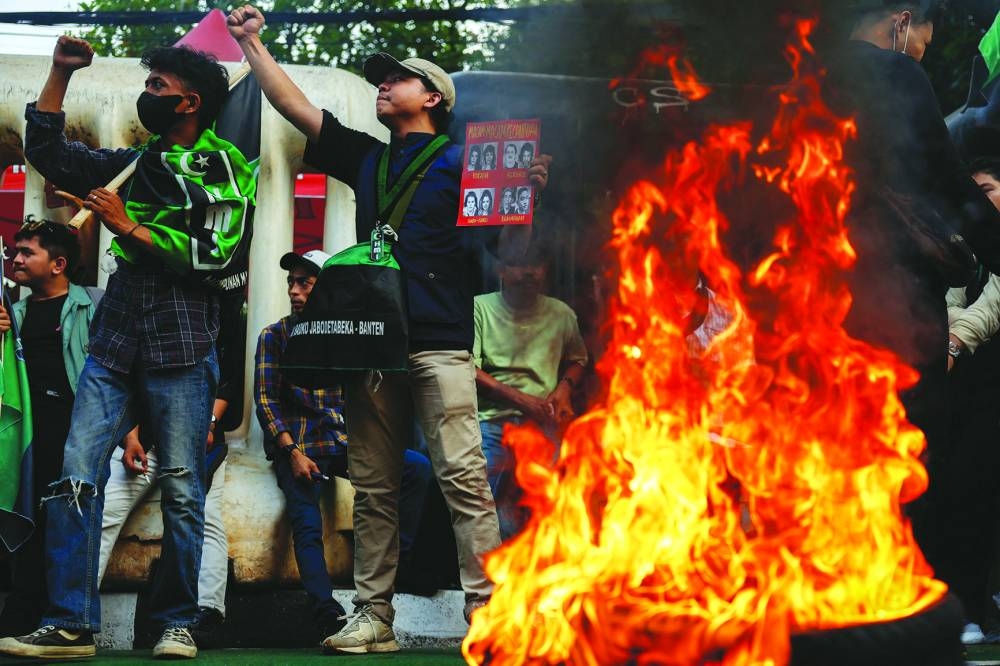 University students outside the Election Commission headquarters in Jakarta, Indonesia.