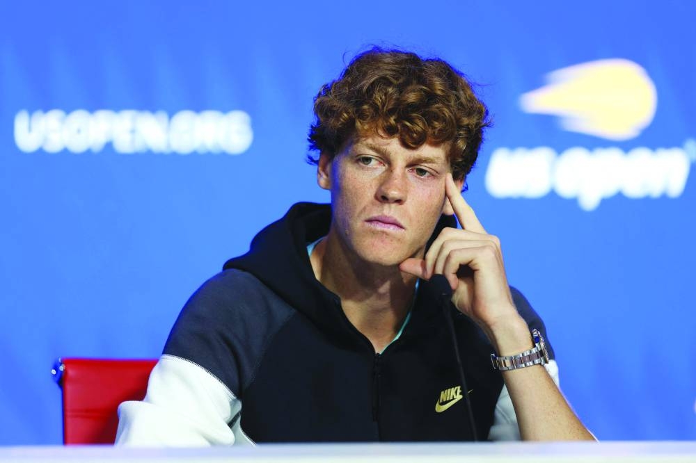 
Jannik Sinner of Italy speaks to the media during a press conference ahead of the 2024 US Open at USTA Billie Jean King National Tennis Center in New York. (AFP) 
