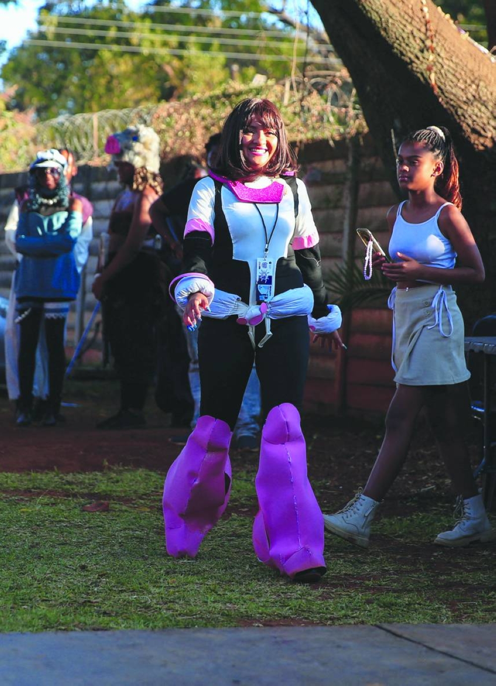 
Cosplayers Kyra Russell (left), dressed as Ochaka Urakara from My Hero Academia, and Gabriel Ota pose during the second Otakukon event in Harare. – Reuters 