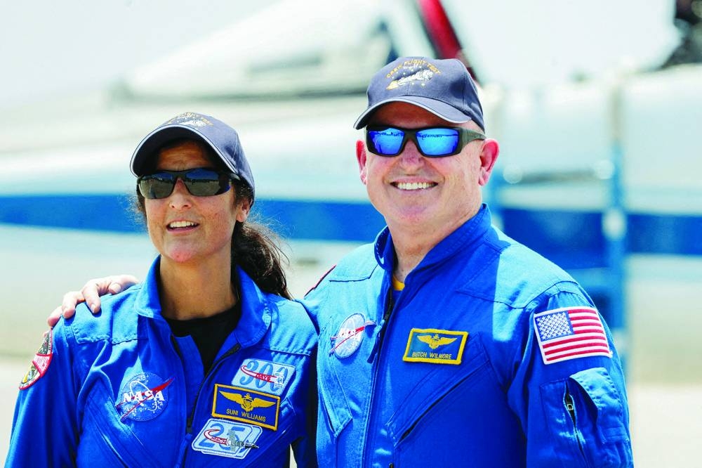 
Nasa astronauts Butch Wilmore and Suni Williams pose ahead of the launch of Boeing’s Starliner-1 Crew Flight Test (CFT), in Cape Canaveral, Florida on April 25, 2024. (Reuters) 