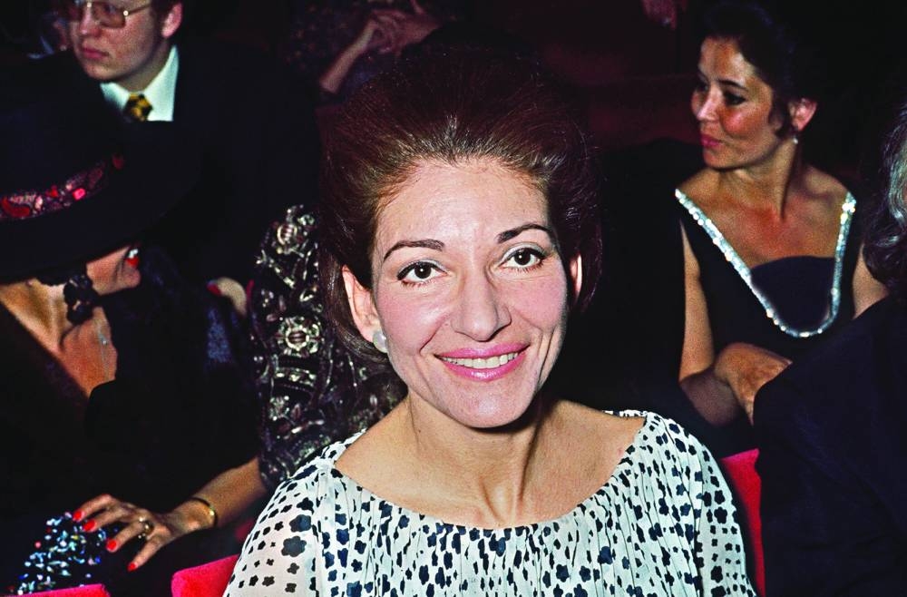 Maria Callas attends the premiere of the show by American comedian, Jerry Lewis, at the Olympia theatre in Paris, in April 1971. (AFP)