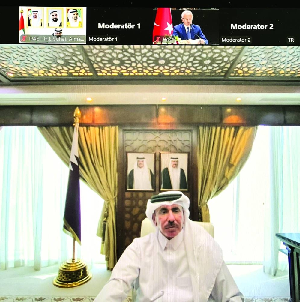 HE the Minister of Transport Jassim bin Saif Ahmed Al Sulaiti has participated, via videoconferencing, in the meeting.
