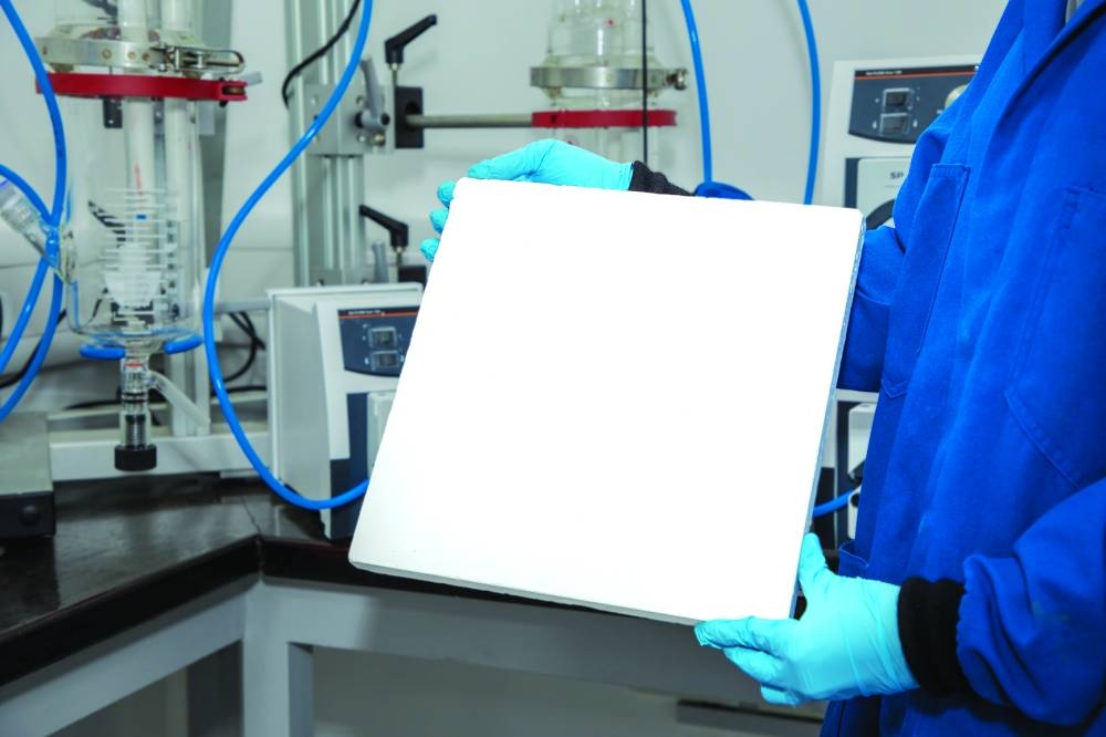 A specimen of carbonate-based plaster.