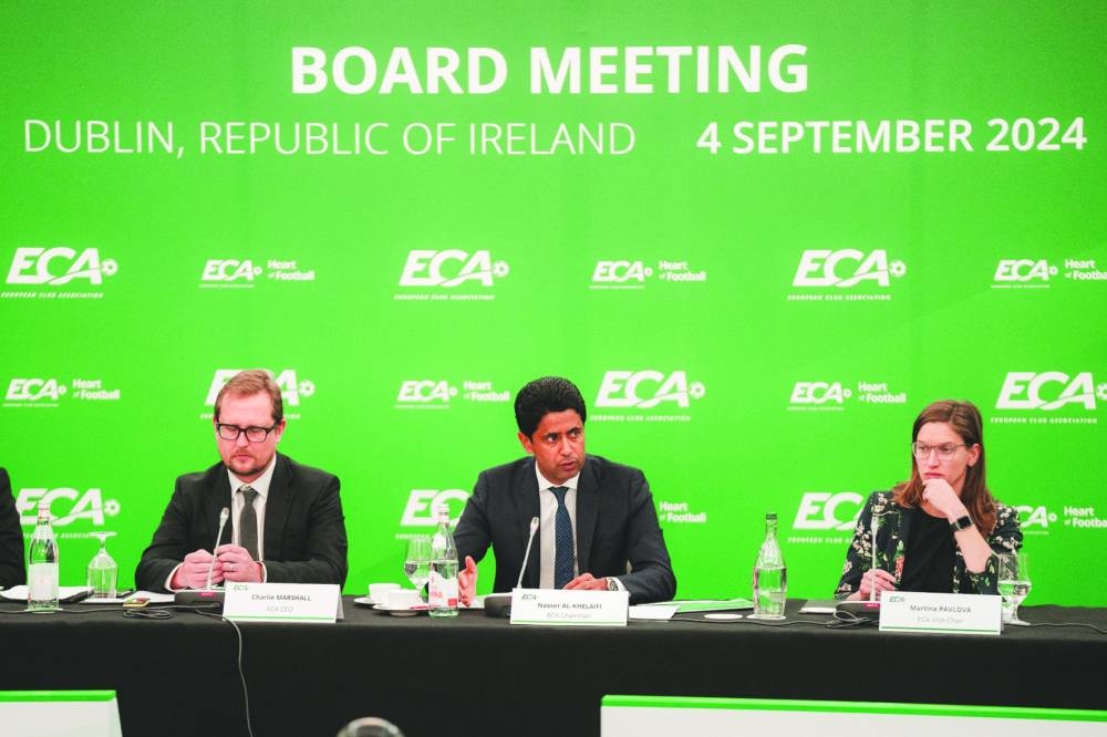 
Qatar’s Nasser al-Khelaifi chaired the ECA Board meeting in Dublin on Wednesday. 