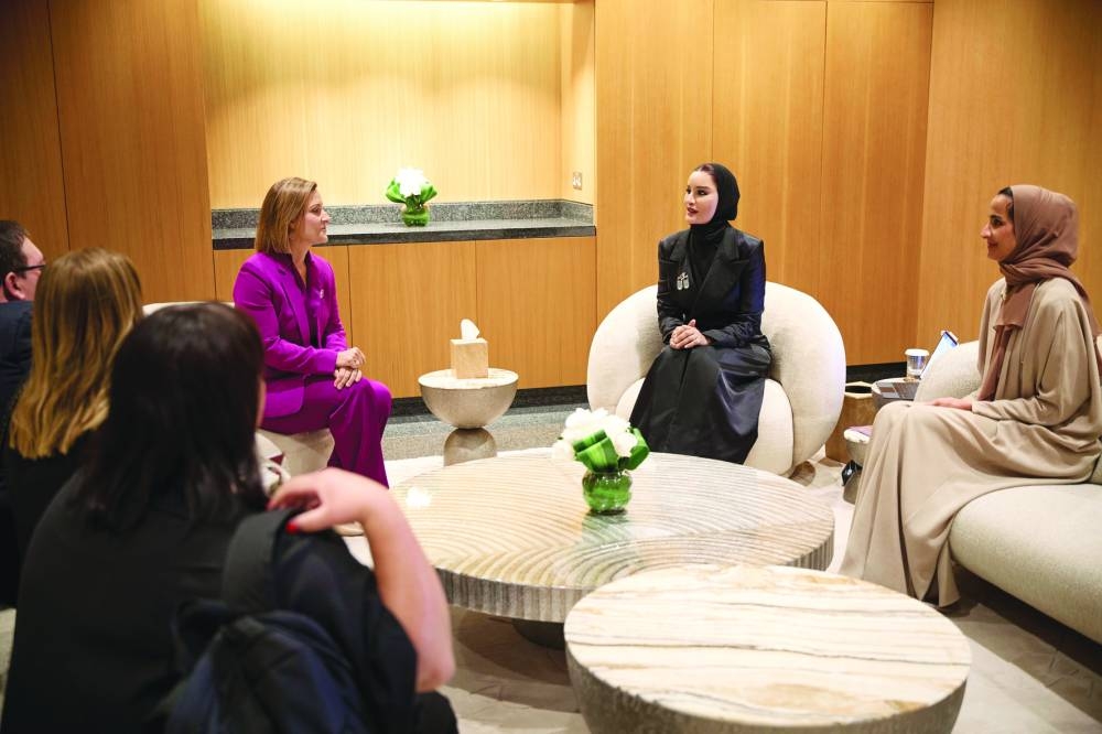 Her Highness Sheikha Moza bint Nasser meets with the First Lady of Cyprus, Philippa Karsera-Christodoulides. PICTURE: AR Al-Baker