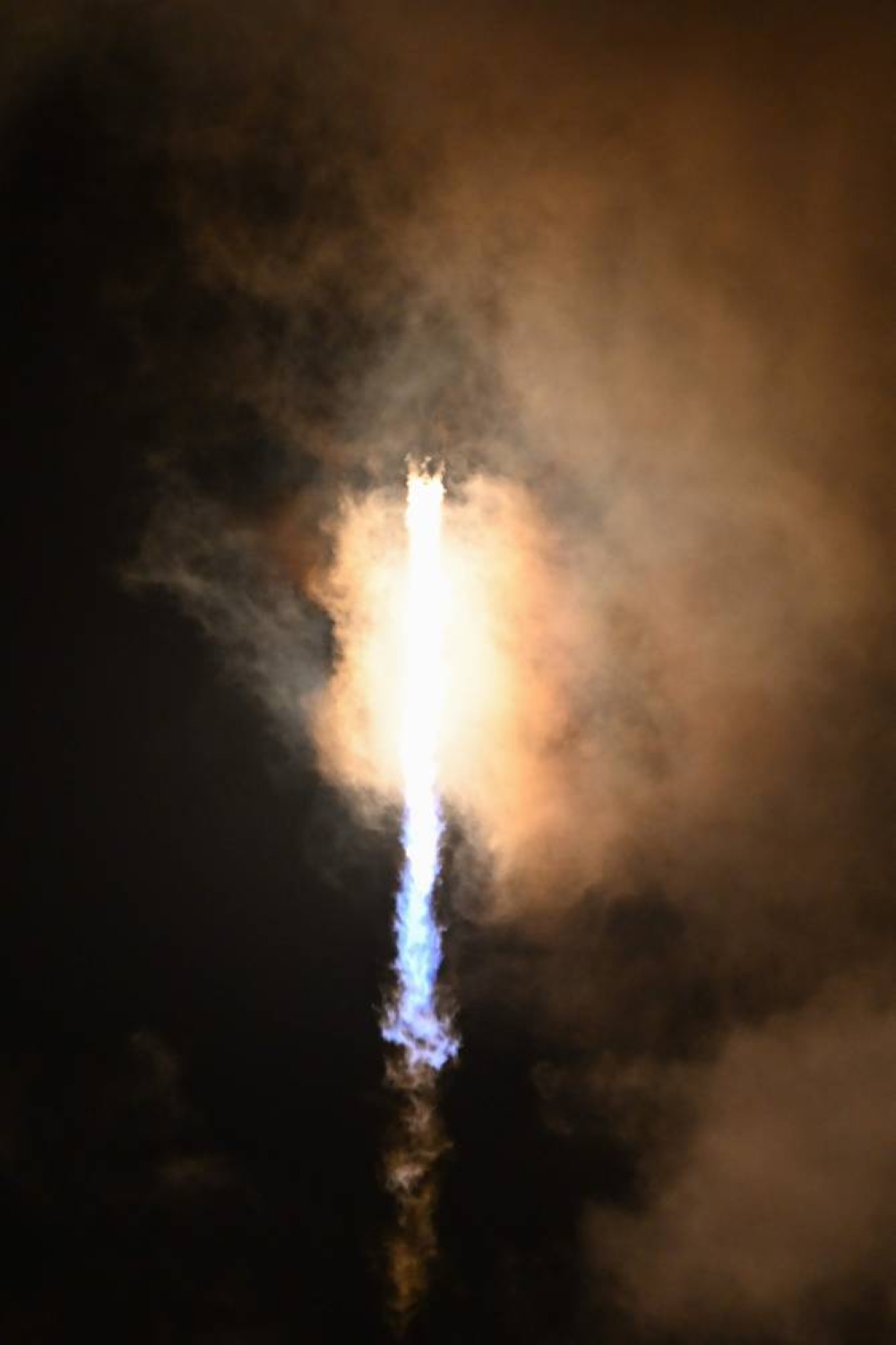 A SpaceX Falcon 9 rocket with the Crew Dragon Resilience capsule, carrying the crew of the Polaris Dawn Mission, lifts off from Launch Complex 39A at Kennedy Space Center in Cape Canaveral, Florida, on Tuesday. AFP