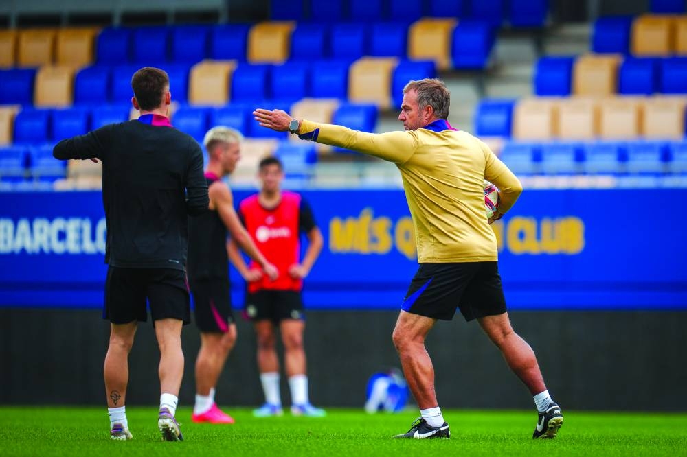 Barcelona’s coach Hansi Flick during a training session. (@FCBarcelona)